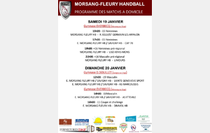Matchs à domicile week-end du 19/20 janvier 2019