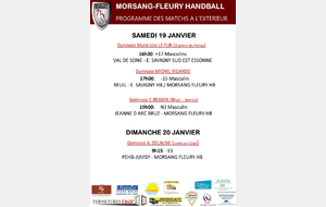 Matchs à l'extérieur week-end du 19/20 janvier 2019