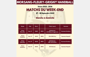 Matchs à domicile du 27-28 Septembre