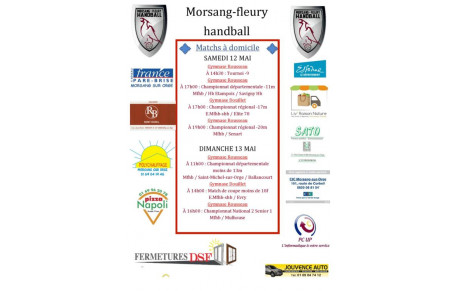 Matchs à domicile le week-end du 12-13 mai 2018