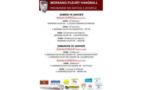 Matchs à domicile week-end du 19/20 janvier 2019
