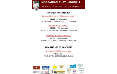 Matchs à l'extérieur week-end du 19/20 janvier 2019