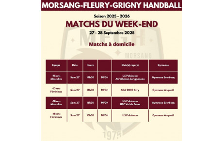 Matchs à domicile du 27-28 Septembre