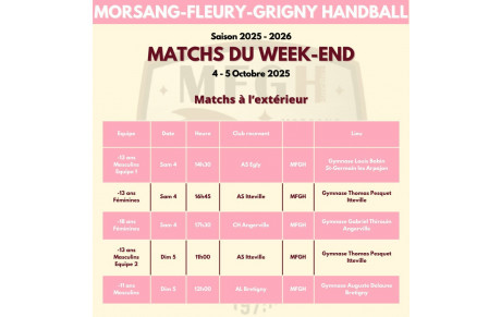 Matchs à l'extérieur du 4-5 Octobre