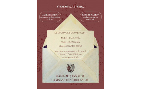 Evènement Samedi 17 Janvier
